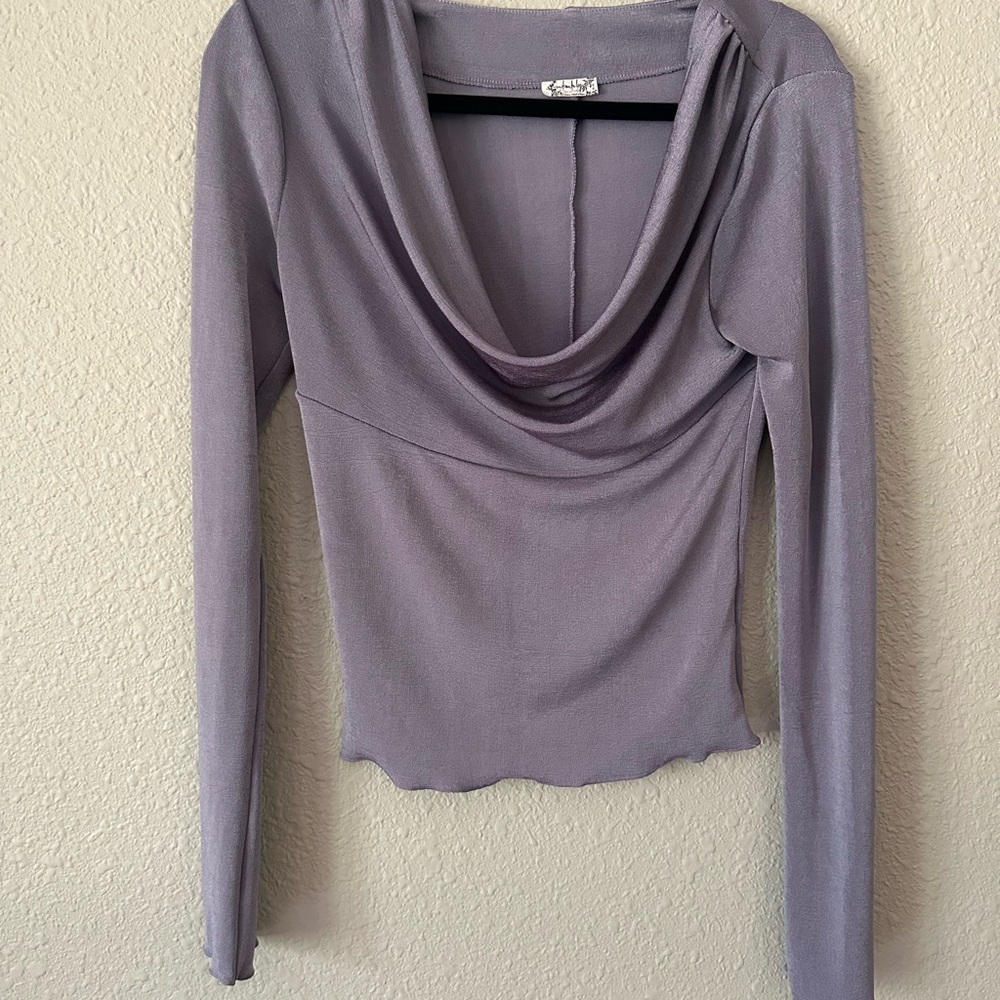 Free People Lavender Drape Neck Blouse